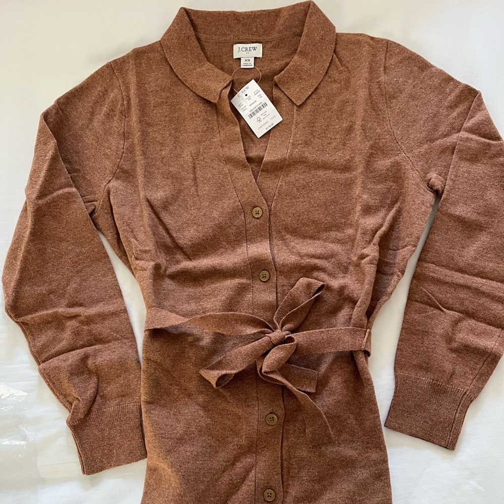 J Crew mid length, belted cardigan NWT